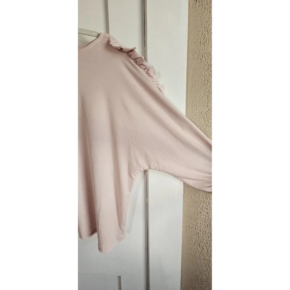 NWT CARMEN MARC VALVO womens pink  elbow ruffle sleeves top‎ Sz XL - Picture 4 of 6